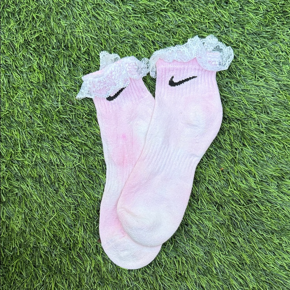 Nike Kids Pink Lace-Trimmed Socks